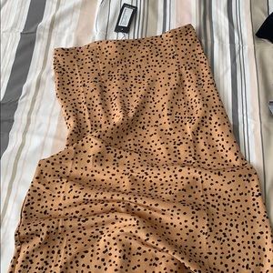 Spotty Check Satin Midi Skirt
